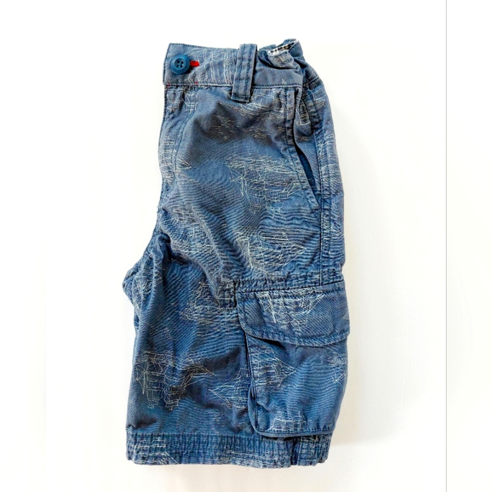 Hanna Andersson Blue Cargo Shorts size 120/5T Sailing boat 100% cotton - Picture 1 of 7